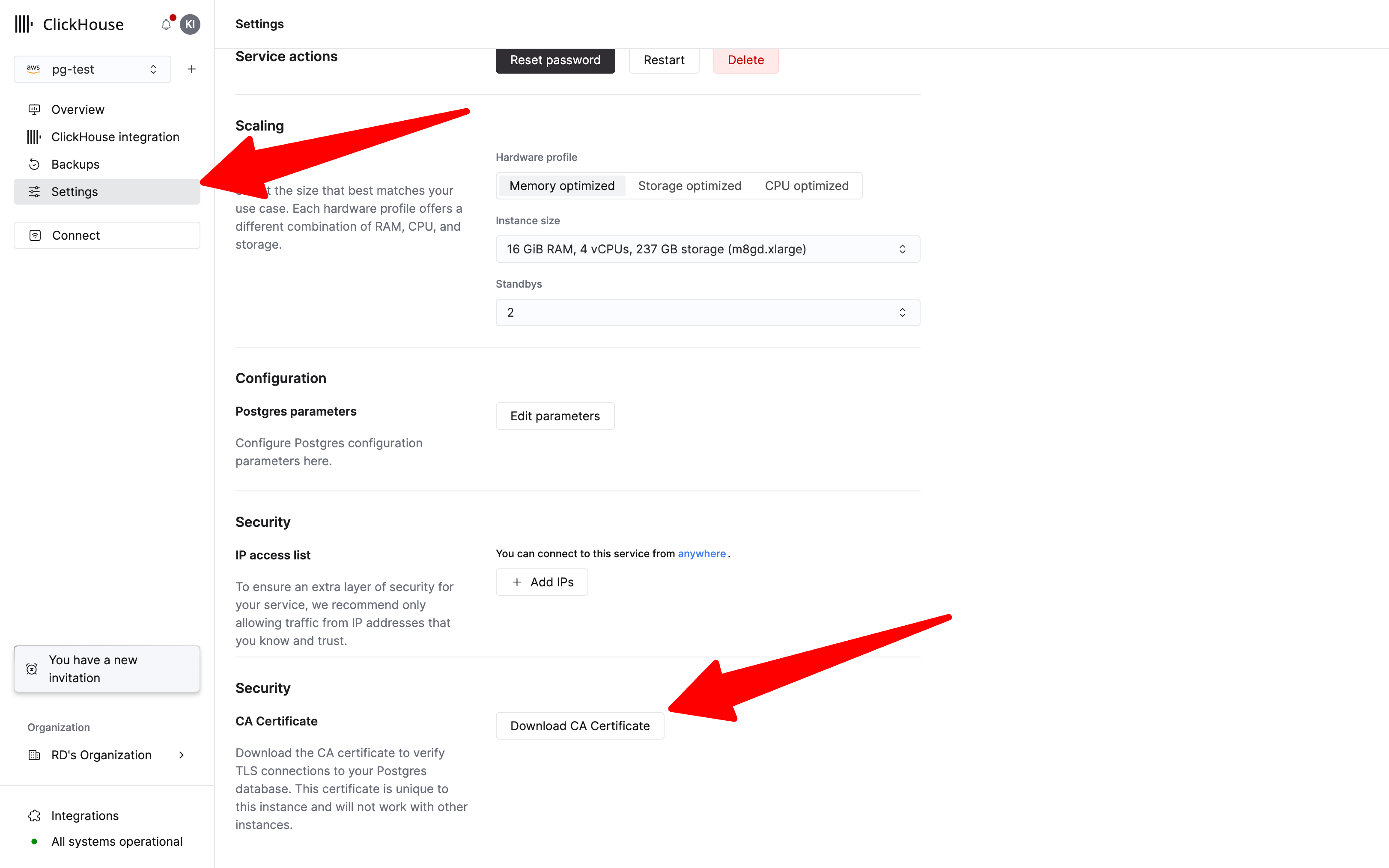 Download CA Certificate from the Settings tab